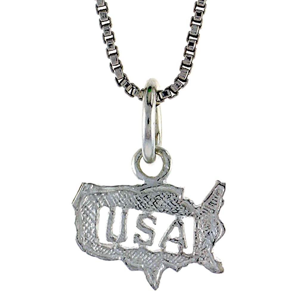 STERLING SILVER SMALL USA PENDANT, 5/16 INCH TALL