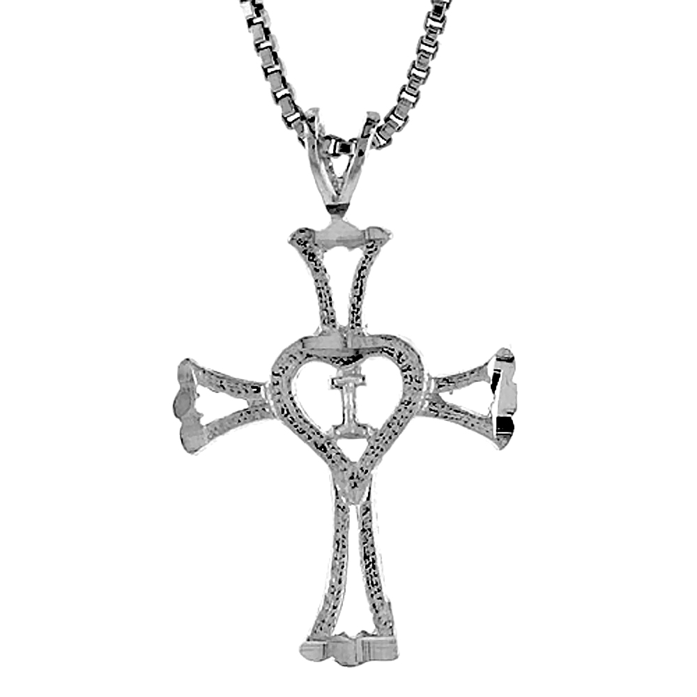 STERLING SILVER CROSS PENDANT, 3/4 INCH