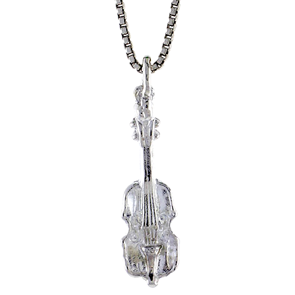 STERLING SILVER SMALL VIOLIN PENDANT, 3/4 INCH TALL