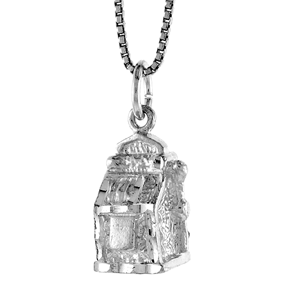 STERLING SILVER SLOT MACHINE PENDANT, 1/2 INCH TALL