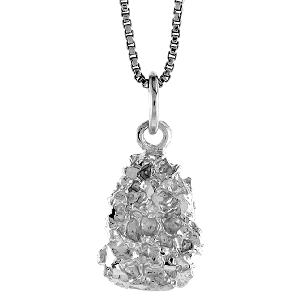 STERLING SILVER NUGGET PENDANT, 1/2 INCH TALL