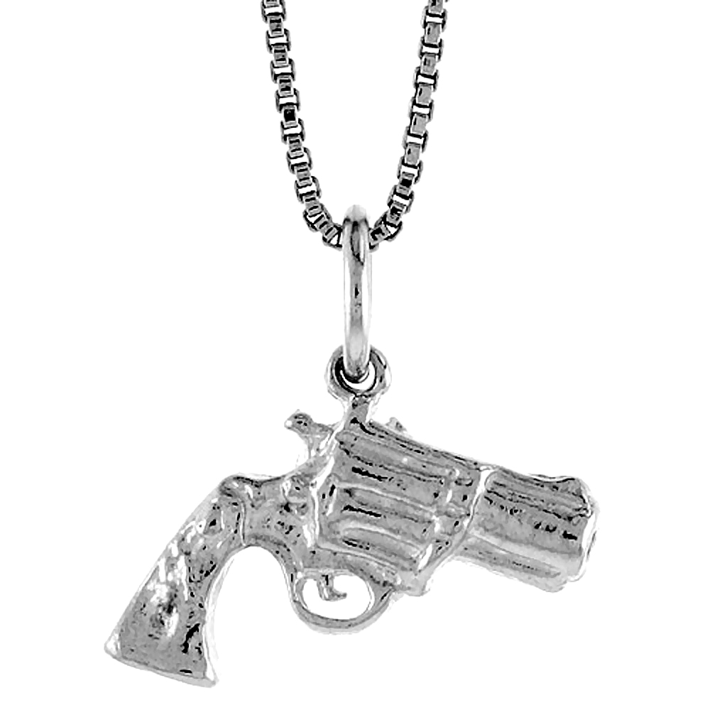 STERLING SILVER GUN PENDANT, 1/2 INCH TALL