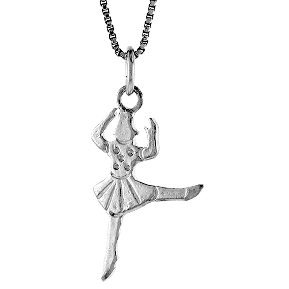 STERLING SILVER CHEERLEADERS PENDANT, 7/8 INCH TALL