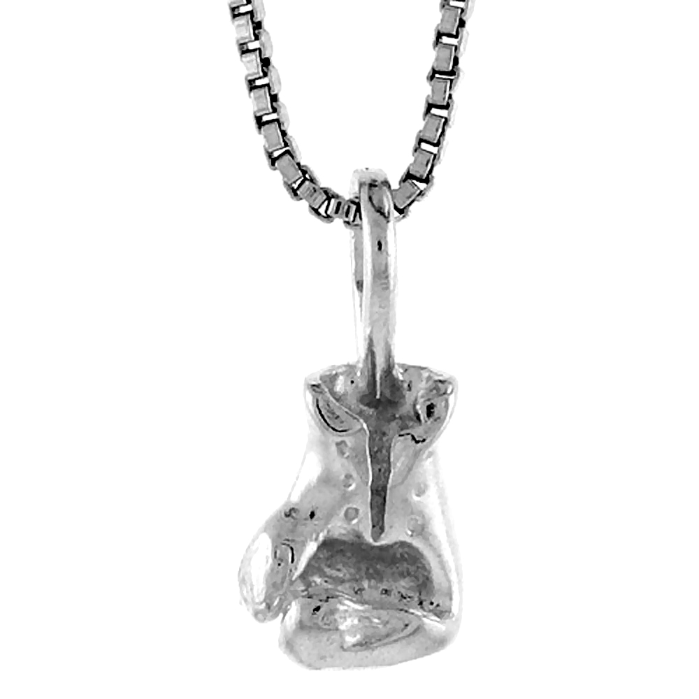 STERLING SILVER SMALL 3-D BOXING GLOVE PENDANT, 3/8 INCH TALL