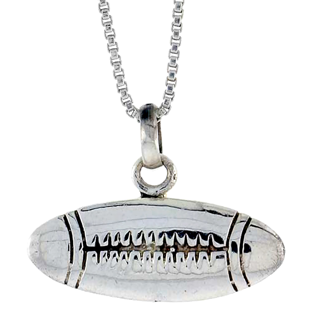 STERLING SILVER FOOTBALL PENDANT, 3/8 INCH TALL