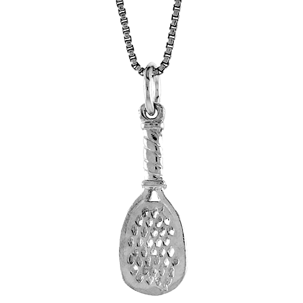 STERLING SILVER RACQUETBALL PENDANT, 1 INCH TALL
