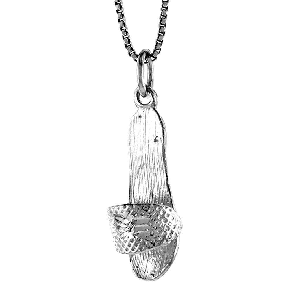 STERLING SILVER SLIPPERS PENDANT, 1 INCH TALL