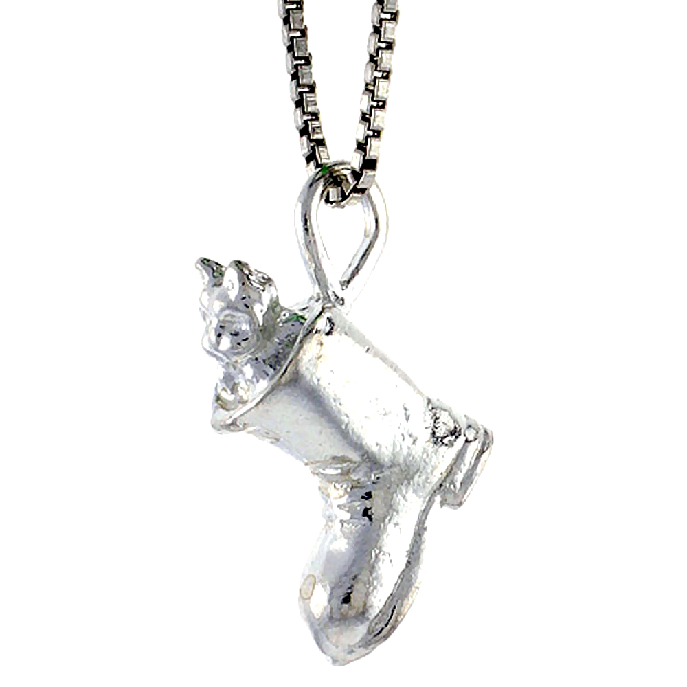 STERLING SILVER BOOT WITH A CAT INSIDE PENDANT, 1/2 INCH TALL