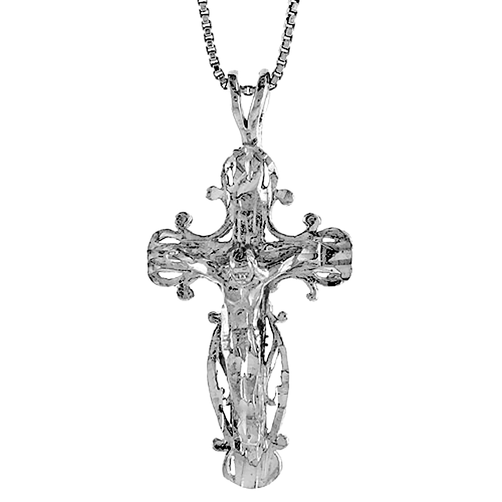 STERLING SILVER CRUCIFIX PENDANT, 1 1/4 INCH