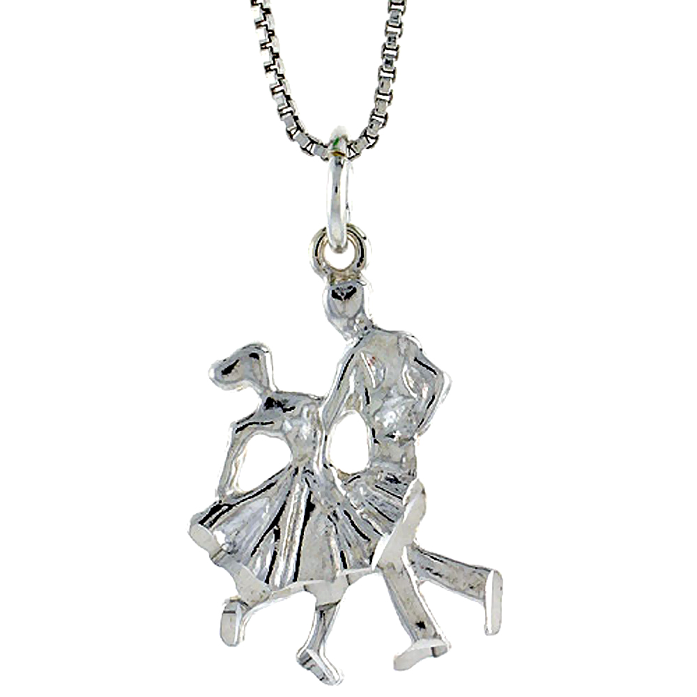 STERLING SILVER BALLROOM DANCERS PENDANT, 7/8 INCH TALL