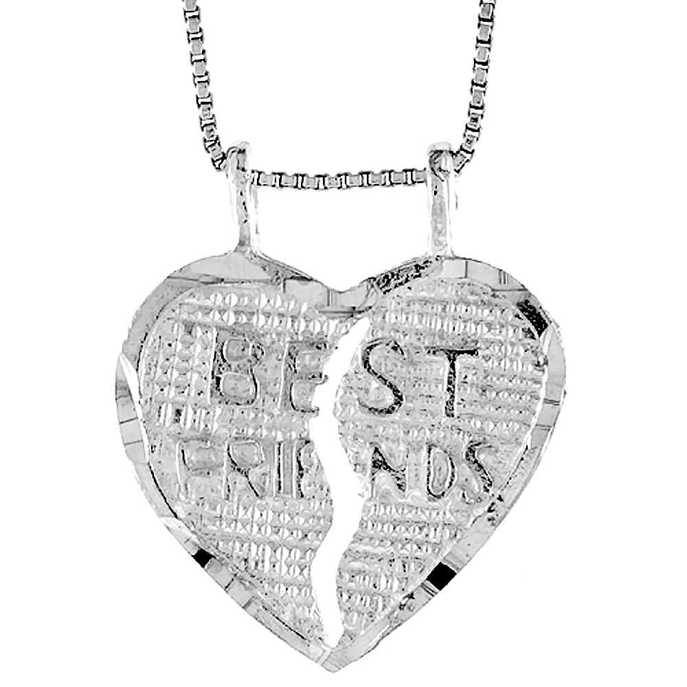 STERLING SILVER BEST FRIEND PENDANT, 7/8 INCH TALL