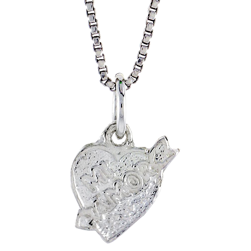 STERLING SILVER MI AMOR PENDANT, 5/16 INCH TALL
