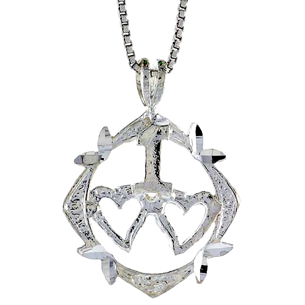 STERLING SILVER HEART PENDANT, 7/8 INCH TALL