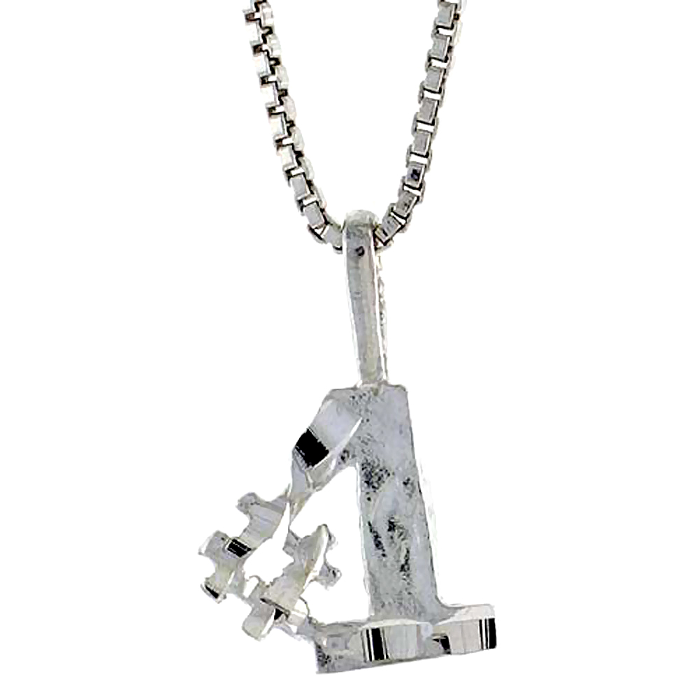 STERLING SILVER NUMBER ONE PENDANT, 3/8 INCH TALL