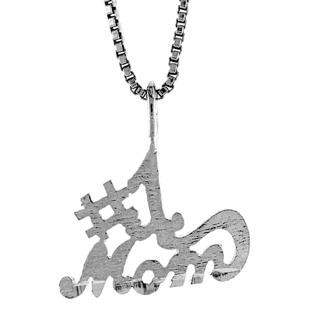 STERLING SILVER #1 MOM TALKING PENDANT, 1/2 INCH TALL