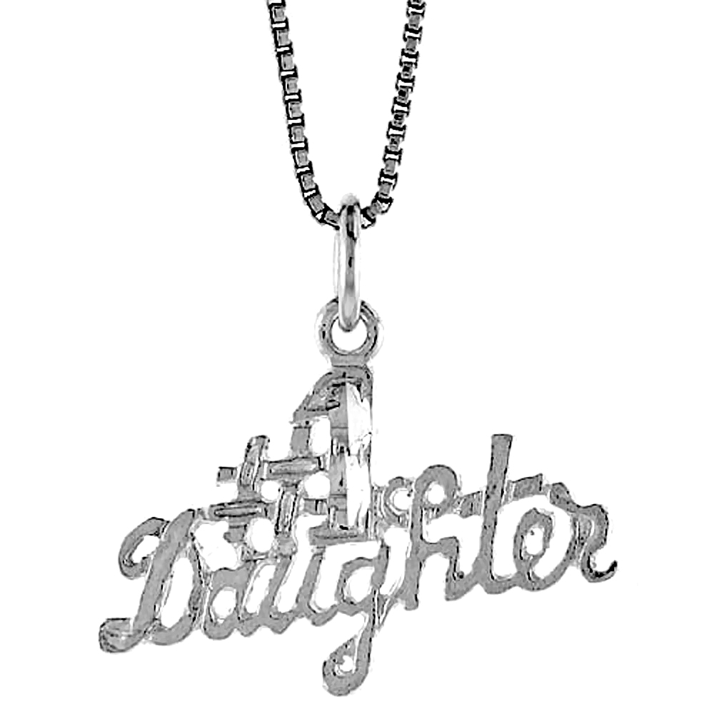 STERLING SILVER #1 DAUGHTER TALKING PENDANT, 3/4 INCH TALL