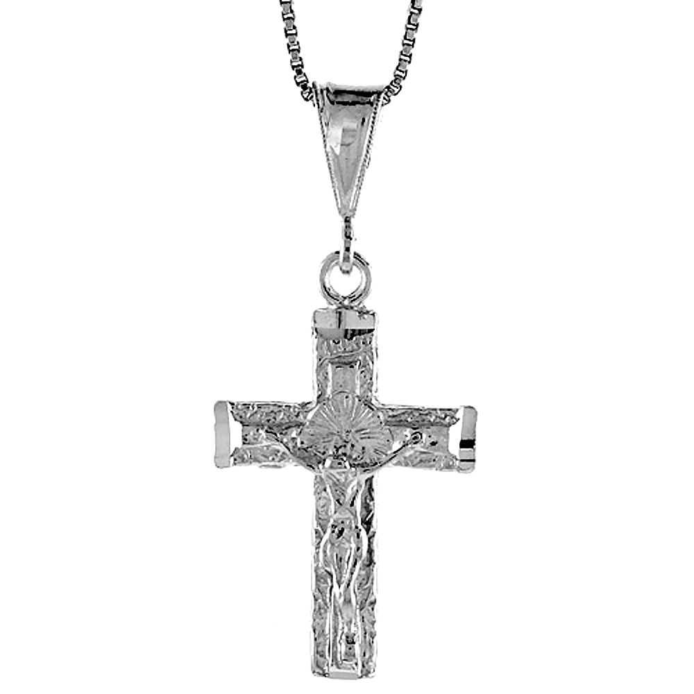 Sterling Silver Crucifix Pendant, 1 1/4 inch 
