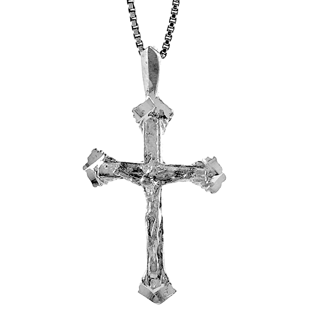 Sterling Silver Crucifix Pendant, 1 1/16 inch 