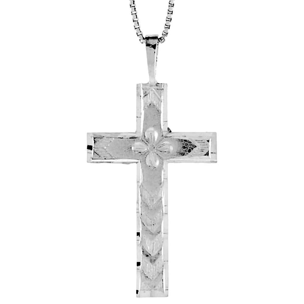 Sterling Silver Cross Pendant, 1 3/8 inch 