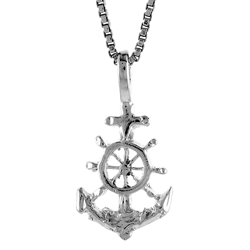Sterling Silver Anchor Pendant, 1/2 inch