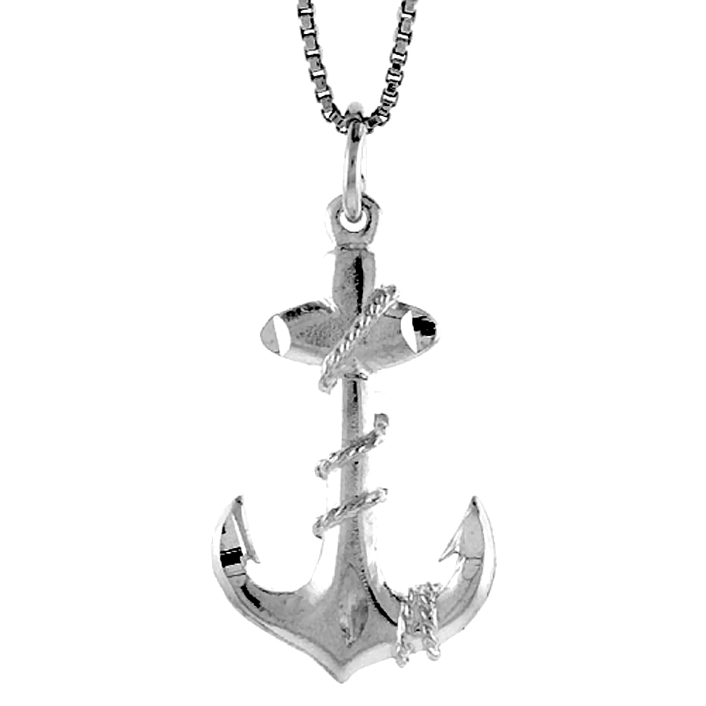 Sterling Silver Anchor Pendant, 1 inch 