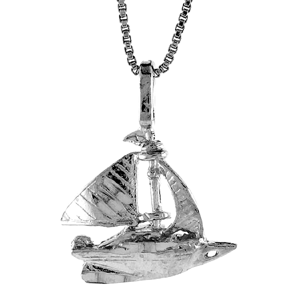 Sterling Silver Sailboat Pendant, 5/8 inch 