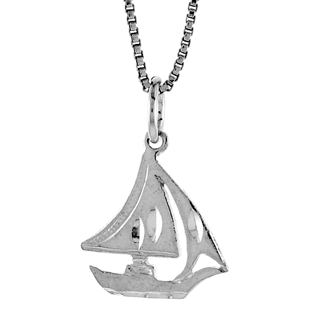 Sterling Silver Sailboat Pendant, 5/8 inch 