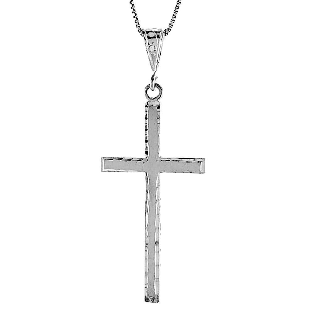 Sterling Silver Large Cross Pendant, 2 1/16 inch 