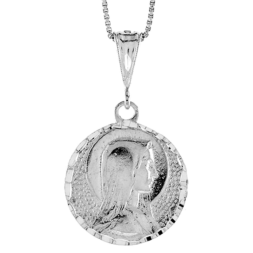 Sterling Silver Mother Mary Medal, 1 inch 
