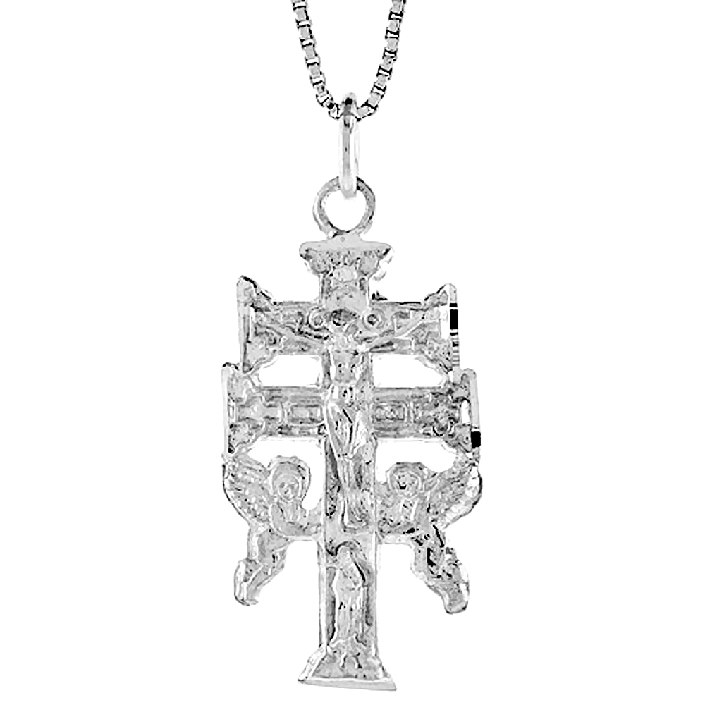Sterling Silver Carabaca Cross Pendant, 1 1/4 inch