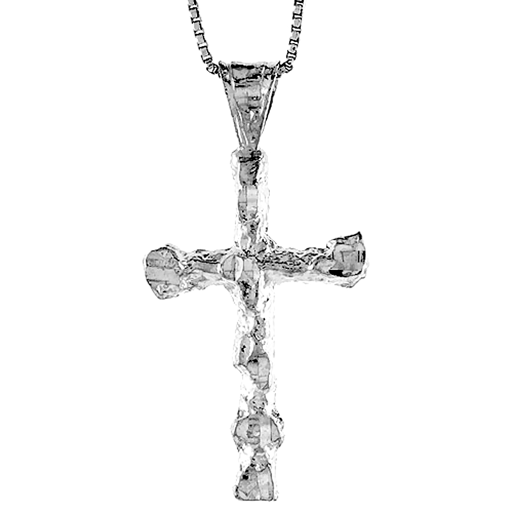 Sterling Silver Nugget Cross Pendant, 1 1/4 inch 