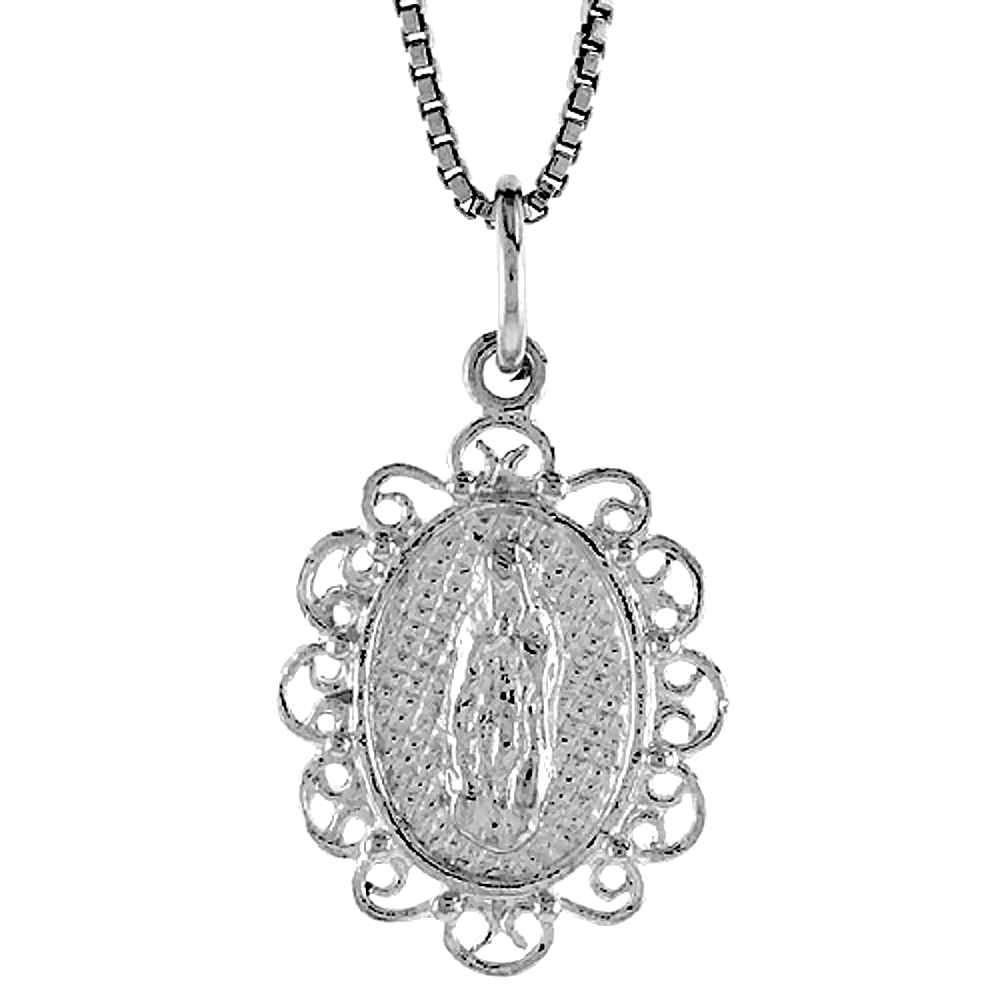 Sterling Silver Mary Immaculate Medal, 3/4 inch 