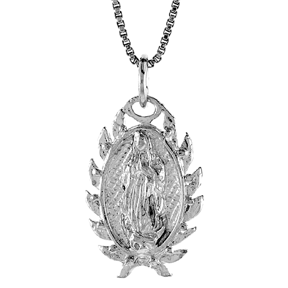 Sterling Silver Mary Immaculate Medal, 7/8 inch 
