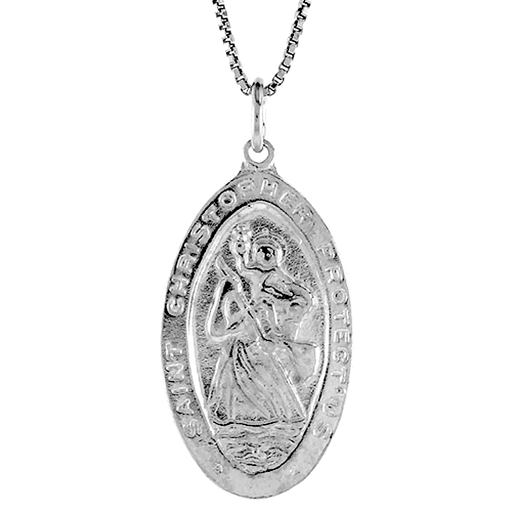 Sterling Silver St Christopher Medal , 1 1/4 inch