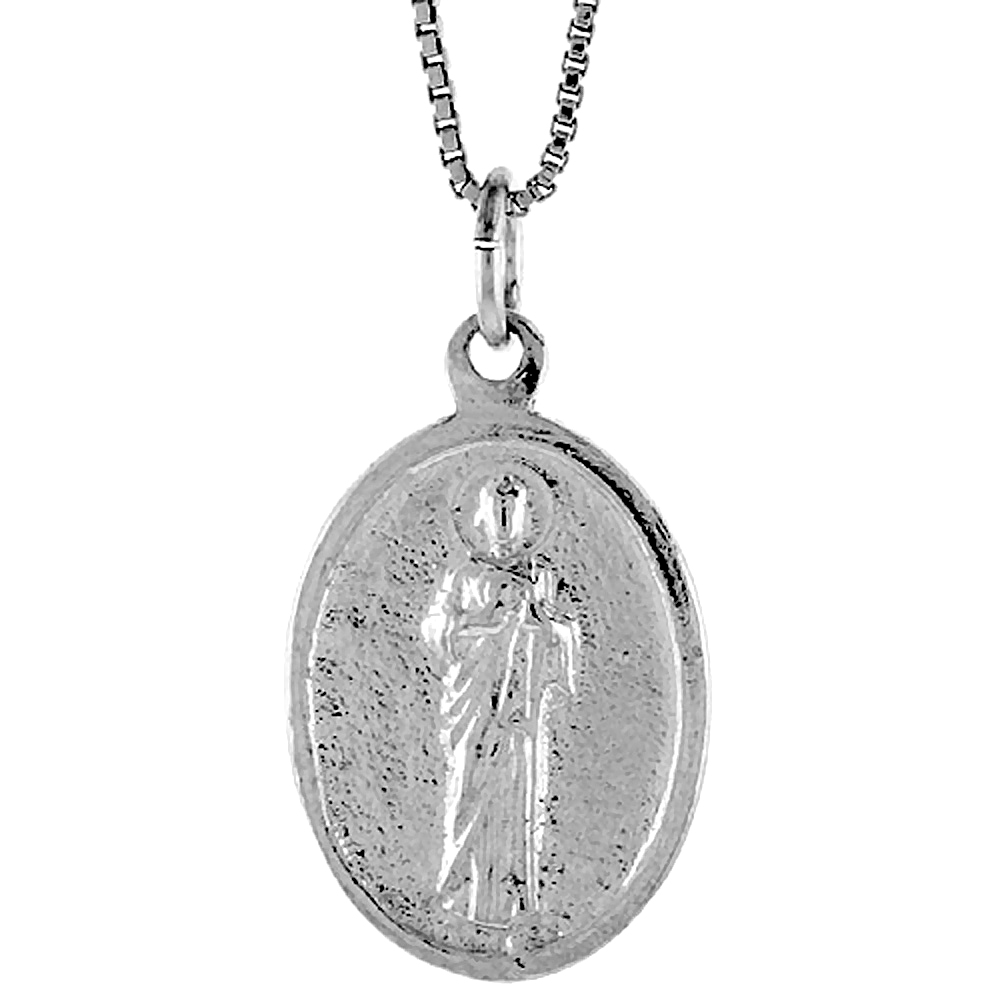 Sterling Silver St Joseph Medal, 7/8 inch 