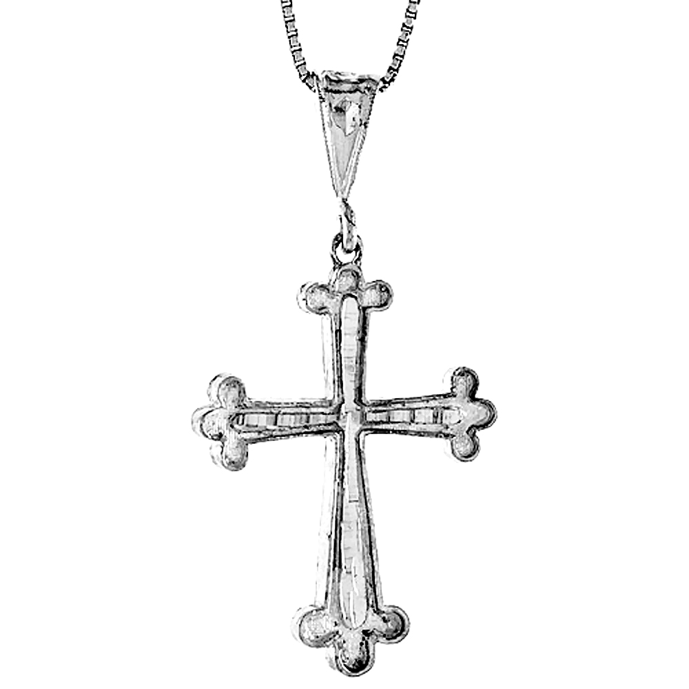Sterling Silver Cross Pendant, 1 1/4 inch 