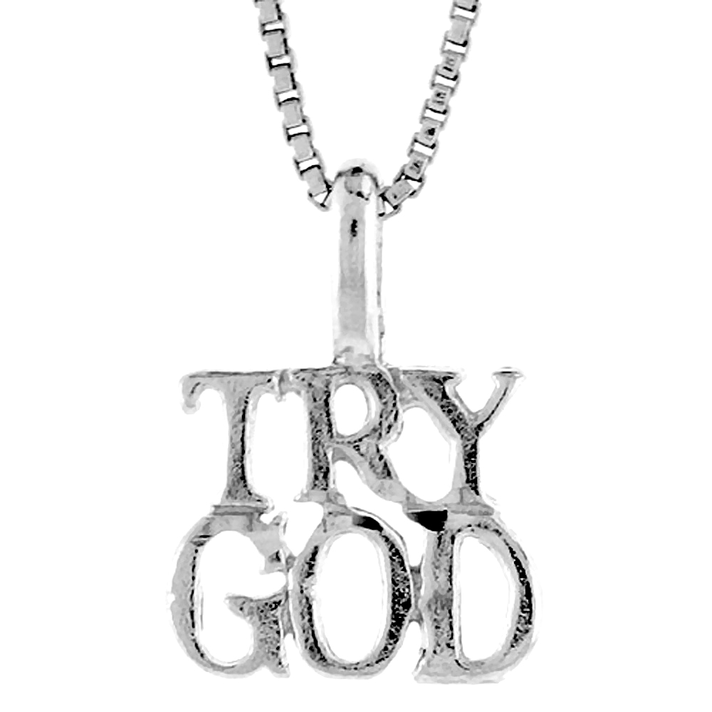 Sterling Silver TRY GOD Pendant, 3/8 inch
