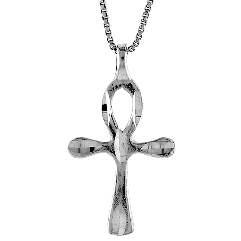 Sterling Silver Egyptian Ankh Pendant, 1 inch 