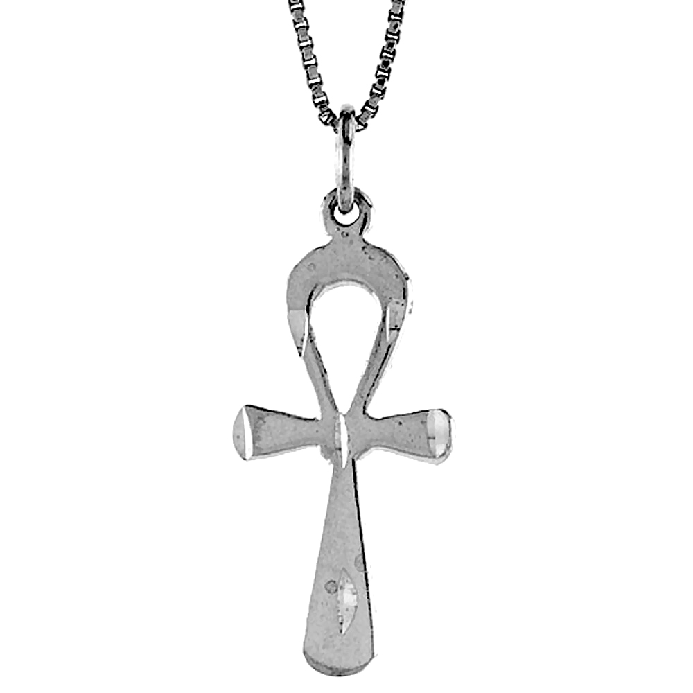 Sterling Silver Egyptian Ankh Pendant, 1 1/8 inch 