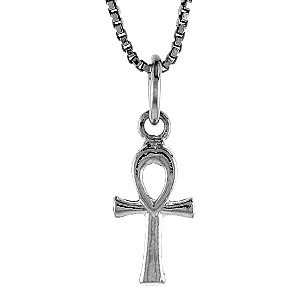 Sterling Silver Small Egyptian Ankh Pendant, 1/2 inch