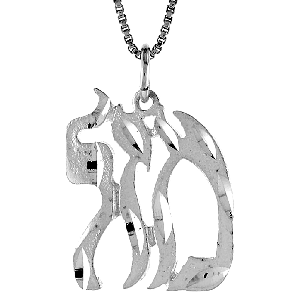 Sterling Silver Mazal Pendant, 7/8 inch 