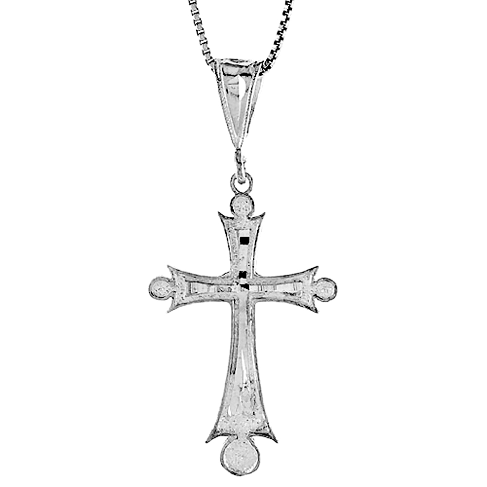 Sterling Silver Cross Pendant, 1 1/4 inch 