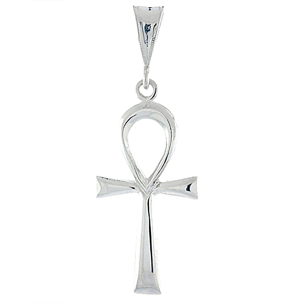Sterling Silver Large Egyptian Ankh Pendant, 1 1/4 inch