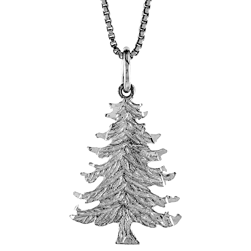 Sterling Silver Christmas Tree Pendant, 7/8 inch 