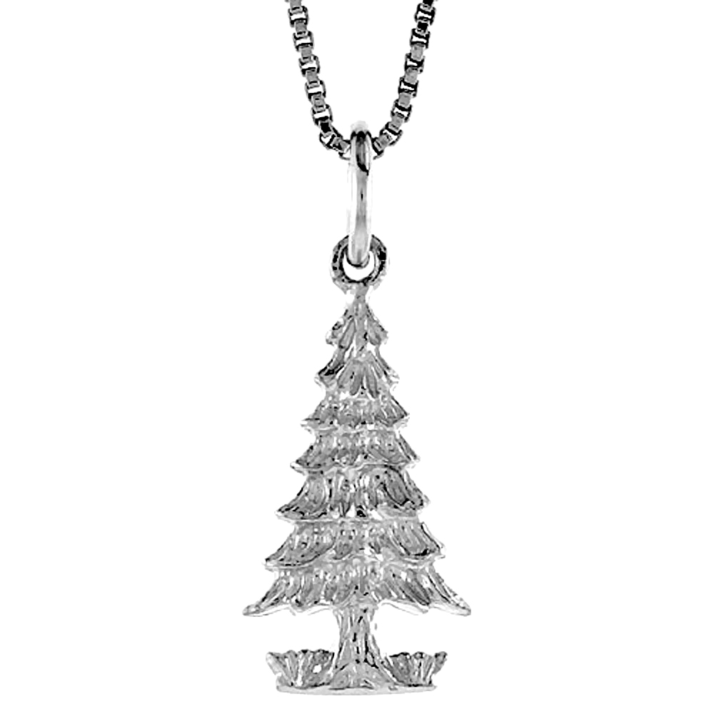 Sterling Silver Christmas Tree Pendant, 3/4 inch 