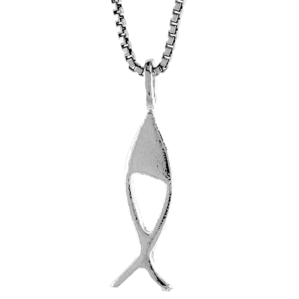 Sterling Silver Christian Fish Pendant, 5/8 inch 