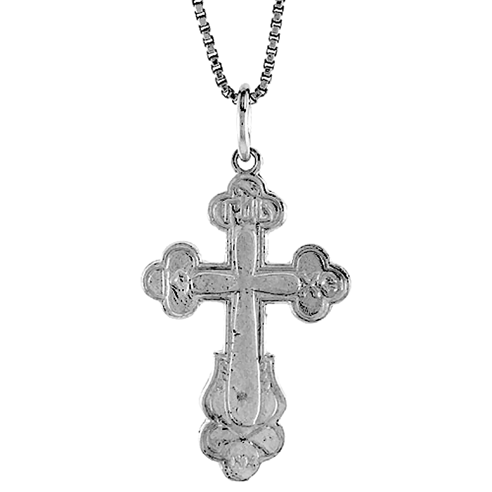 Sterling Silver Orthodox Cross Pendant, 1 1/16 inch 