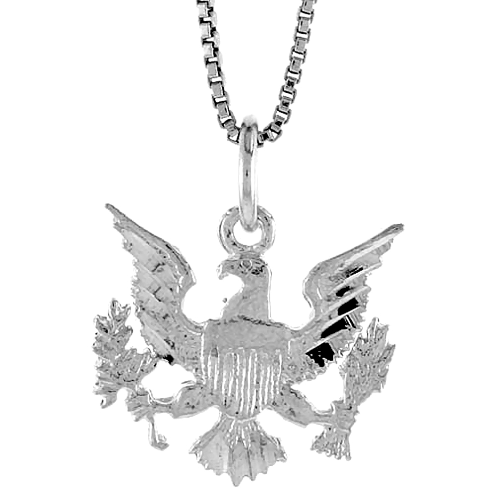 Sterling Silver Presidential Eagle Pendant, 5/8 inch 