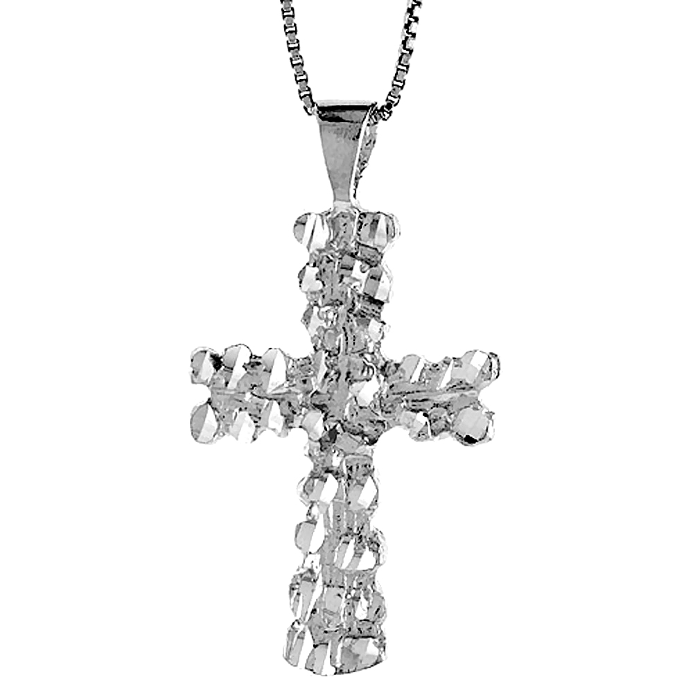 Sterling Silver Nugget Cross Pendant, 1 3/8 inch