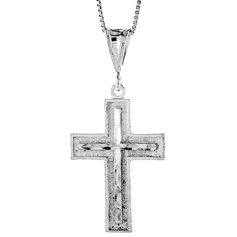 Sterling Silver Cross Pendant, 1 1/4 inch